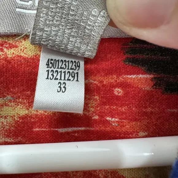 Chicos Jacket LARGE Multicolor Ikat Print Button Front Linen Blend Boho 22x24 - Picture 7 of 9